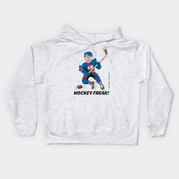 Hockey Freak Kids Hoodie by AceToons